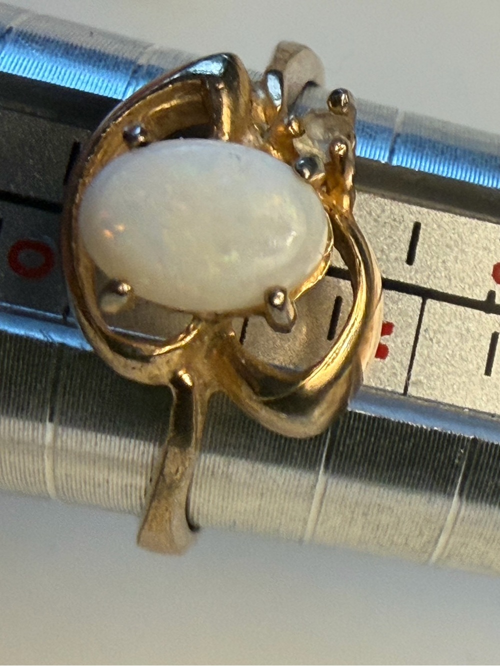 Vintage White Opal Gold Ring - Elegant Women's Jewelry, gold plated, hallmark